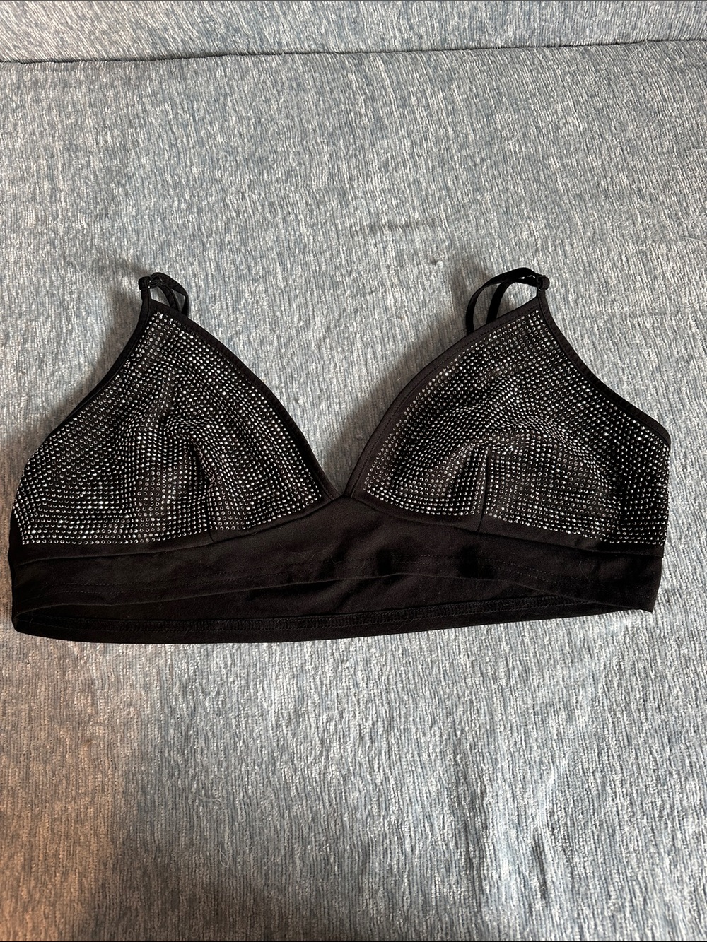 SHEIN Black Rhinestone Crop Bralette
